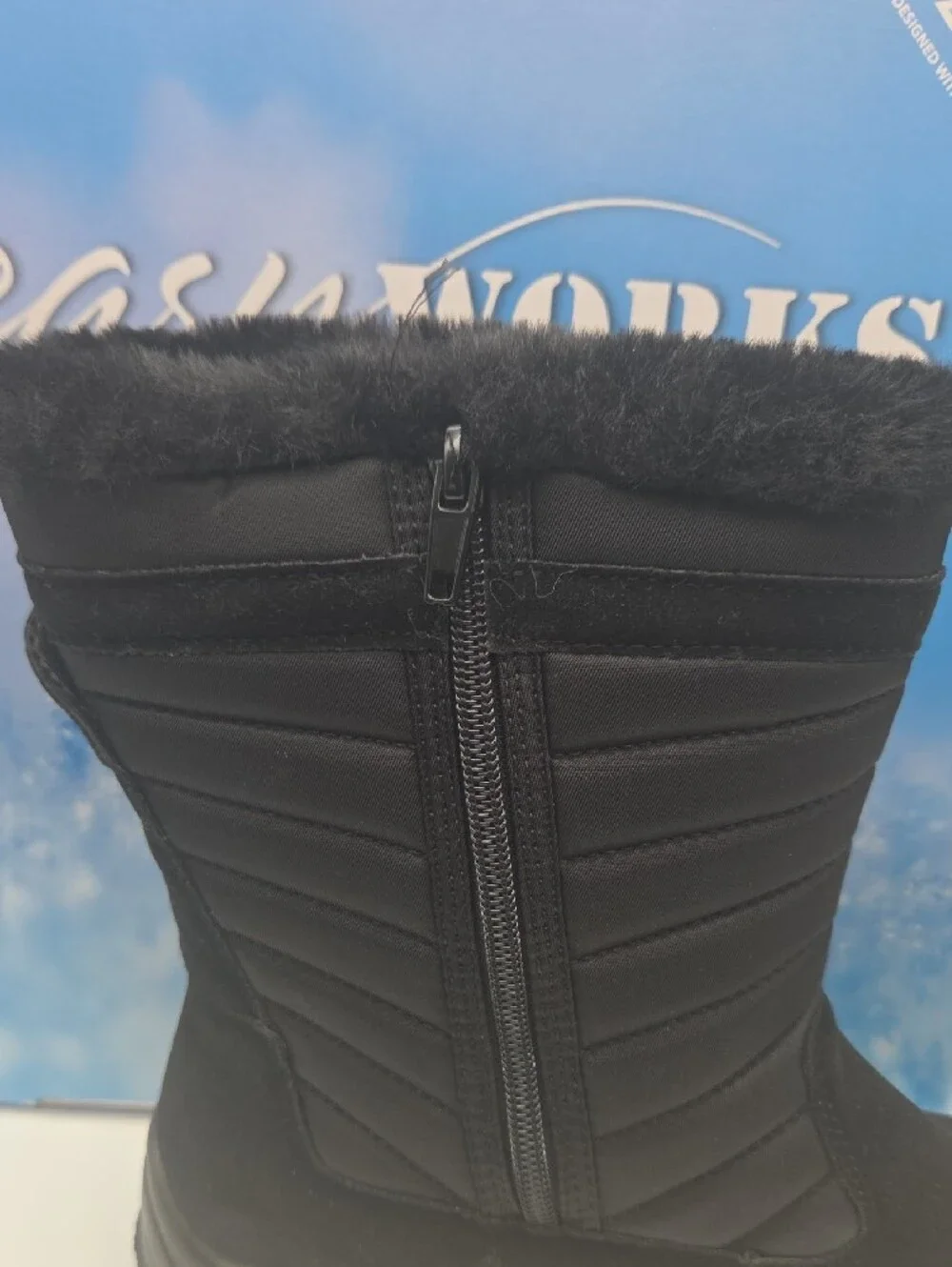 easy street Black Faux-Fur Winter Zip Boots